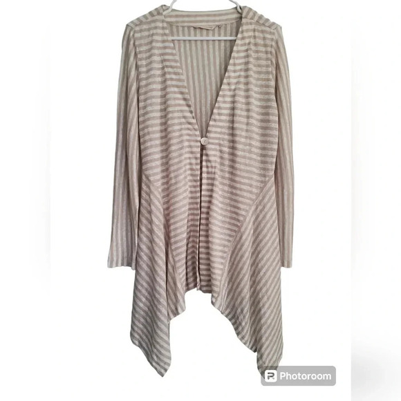 Soft Surroundings Sweaters - SOFT SURROUNDINGS STRIPED CARDIGAN, SIZE MEDIUM